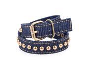 U7 Multirang Denim Bracelet Blue Black Gold Plated Rivets Buckle Multitour Bracelets Length 17 Fashion Jewelry for Men or Women