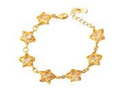 U7 Star Charms Link Chain Bracelet Cubic Zirconia Inlaid Yellow Gold Plated Bracelets Length 7 Cute Gift for Her Fashion Jewelry for Women