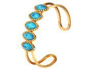 U7 Blue Turquoise Bangle Bracelets Platinum Yellow Gold Plated Bangle Width 2.6 Vintage Style Fashion Jewelry for Women