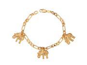 U7 Cute Elephant Charms Bracelet Figaro Chain Bracelets Yellow Gold Plated Length 8 Width 0.7 Great Gift for Her Fashion Jewelry for Women