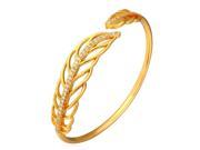 U7 Feather Bangle Bracelet Platinum Yellow Gold Plated AAA Cubic Zirconia Inlaid Elegant Accessories Fashion Jewelry for Women