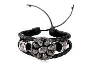 U7 Cord Bracelet Skull Charm High Quality Genuine Leather Black Brown Multirang Bracelets Cool Accessories Fashion Jewelry for Men