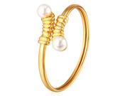 U7 Cute Pearl Inlaid Bangle Bracelets Platinum Yellow Gold Plated Bangles Fashion Jewelry for Women