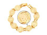 U7 Round Piece Charms Bracelets Queen Head Pattern Platinum Yellow Gold Plated Link Chian Bracelet Fashion Jewelry for Women