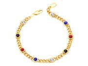 U7 Red Stone Link Chain Bracelet Yellow Gold Plated High Quality Austrian Rhinestone Inlaid Length 7.8 Elegant Accessories Fashion Jewelry for Women
