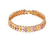 U7 Multicolor Zirconia Bracelet Platinum Yellow Gold Plated Link Chain Bracelet S Shaped Chain Fashion Jewelry for Women