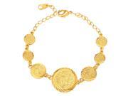 U7 Round Piece Charm Bracelet Yellow Gold Plated Bracelets Length 7 Width 0.7 Fashion Jewelry for Women