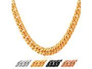 U7 Double Cuban Curb Chain Necklaces Platinum Yellow Gold Rose Gold Black Gun Plated Necklace 5 Size Optional Width 0.2 Fashion Jewelry for Men