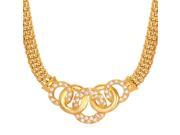 U7 Vintage Style Popcorn Chain Necklace Yellow Gold Plated Austrian Rhinestone Inlaid Length 17 Fashion Jewelry for Women