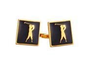 U7 Golf Swing Cufflinks Platinum Yellow Gold Plated Black Enamel Square Shape Sport Shirt Studs Chic Accessories for Wedding Business Fashion Jewelry for Men