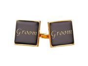 U7 Cufflinks Groom Yellow Gold Plated Black Enamel Shirt Studs for Men Chic Accessories Business Carrer Fashion Jewelry