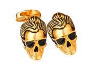 U7 Rocker Head Cufflinks Yellow Gold Patinum Plated Skull Shirt Studs Cool Accessories for Men