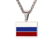 U7 Russian Flag Pendant Necklace Stainless Steel Gold Plated Wheat Chain Necklaces Fashion Jewelry for Men