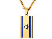 U7 Israeli Flag Pendant Necklace Stainless Steel Gold Plated Wheat Chain Necklaces Fashion Jewelry for Men
