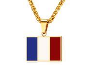 U7 French Flag Pendant Necklace Stainless Steel Gold Plated Wheat Chain Necklaces Fashion Jewelry for Men