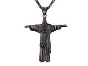 U7 Cristo Redentor Pendant Necklace Stainless Steel Black Gun Plated Gold Plated Wheat Chain Necklace Cool Fashion Jewelry for Men Women