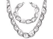 U7 Mariner Chain Necklace Bracelet Set Platinum Gold Plated Rhinestone Inlaid Chic Accessories Fashion Jewelry for Women