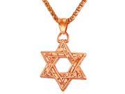 U7 Star of David Pendant Necklace Stainless Steel Gold Plated Black Gun Plated Rose Gold Plated Wheat Chain Necklace Fashion Jewelry for Men