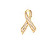U7 Pink Ribbon Brooches Breast Cancer Awareness Plaatinum Yellow Gold Plated White Pink Zirconia Inlaid Fashion Jewelry for Men Women