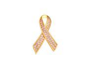 U7 Pink Ribbon Brooches Breast Cancer Awareness Plaatinum Yellow Gold Plated White Pink Zirconia Inlaid Fashion Jewelry for Men Women
