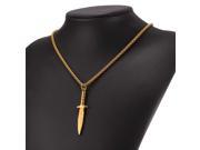U7 Cool Dagger Pendant Necklace Stainless Steel Gold Plated Wheat Chain Necklaces Fashion Jewelry for Men