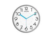 JustNile Silent Non Ticking Modern Wall Clock 13 Silver Frame Blue Hands