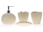 JustNile 4 Piece Ceramic Ocean Bathroom Accessory Set Ivory Shell Shape