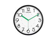 JustNile Silent Non Ticking Modern Wall Clock 13 Black Frame Green Hands