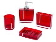 JustNile 4 Piece Bathroom Accessory Set Jewel Series Translucent Red