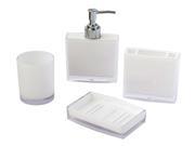 JustNile 4 Piece Bathroom Accessory Set Basic Plastic Opaque White