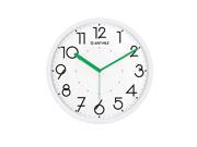 JustNile Silent Non Ticking Modern Wall Clock 13 White Frame Green Hands