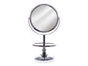 JustNile Two Sided 1X 3X Tabletop Vanity Mirror Silver w Glass Jewelry Tray