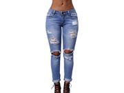 Burvogue Women s Blue Denim Jeans Skinny Distressed Pants