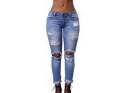 Burvogue Women s Blue Denim Jeans Skinny Distressed Pants