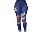 Burvogue Women s Blue Denim Jeans Skinny Distressed Pants