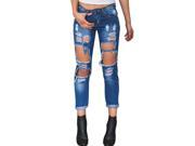 Burvogue Women s Blue Denim Jeans Skinny Distressed Pants