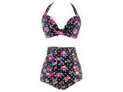 Burvogue Women s Retro Vintage High Waist Bikini Swimsuit Swimwear