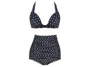 Burvogue Women s Retro Vintage High Waist Bikini Swimsuit Swimwear