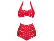 Burvogue Women s Retro Vintage High Waist Bikini Swimsuit Swimwear Two piece