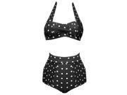 Burvogue Women s Retro Vintage High Waist Bikini Swimsuit Swimwear