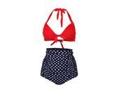 Burvogue Women s Retro Vintage High Waist Bikini Swimsuit Swimwear