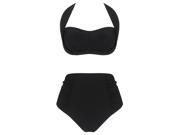 Burvogue Women s Retro Vintage High Waist Bikini Swimsuit Swimwear