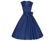 Burvogue Women s Retro Sleeveless Summer Pleated Casual Party Dress With Bow