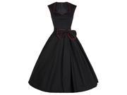 Burvogue Women s Retro Sleeveless Summer Pleated Casual Party Dress With Bow