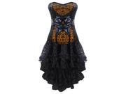 Burvogue Women s Gothic Lace Corset Tops with Multi Layered Chiffon Skirt Set