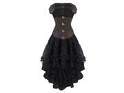 Burvogue Women s Dobby Gothic Steampunk Steel Boned Underbust Corset Dress