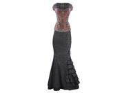 Burvogue Women s Steel Boned Bustier Overbust Steampunk Corset Dress Tops