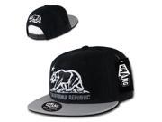 California Republic Snapback Hat Cap Black White Grey Leather 2tone