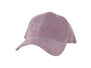 Corduroy Mid Crown Curved Visor Velcro Adjustable Cap Hat Light Pink