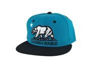 California Republic Snapback Hat Cap Aqua Blue White Black 2tone